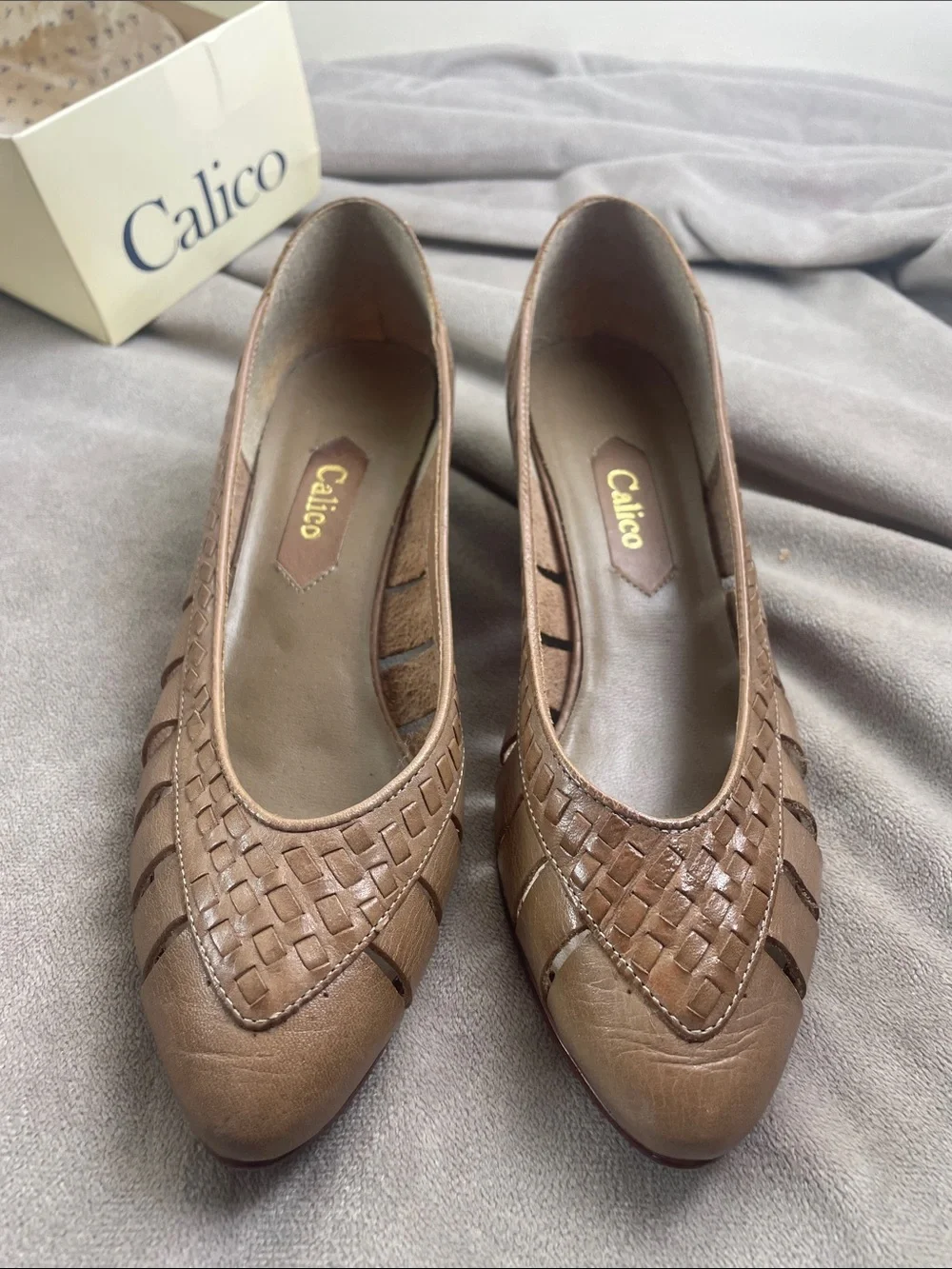 Calico Vintage Brazilian Leather Wedge Loafers Mink Tarragon